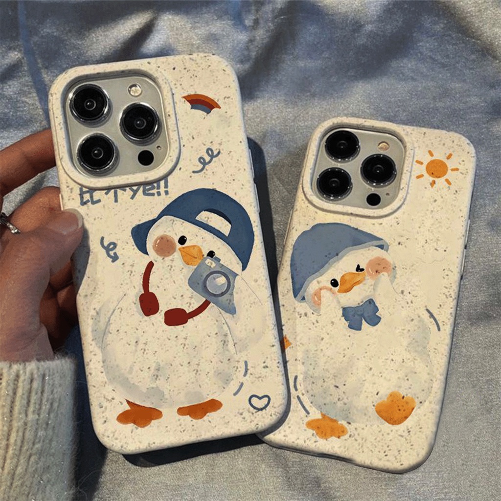 For iPhone 14 11 Pro Max 13 15 12 Pro Max 7 8 Plus XR X XS Max 15Plus SE มีความสุข Duck Soft TPU Case เคส เคสไอโฟน Cove