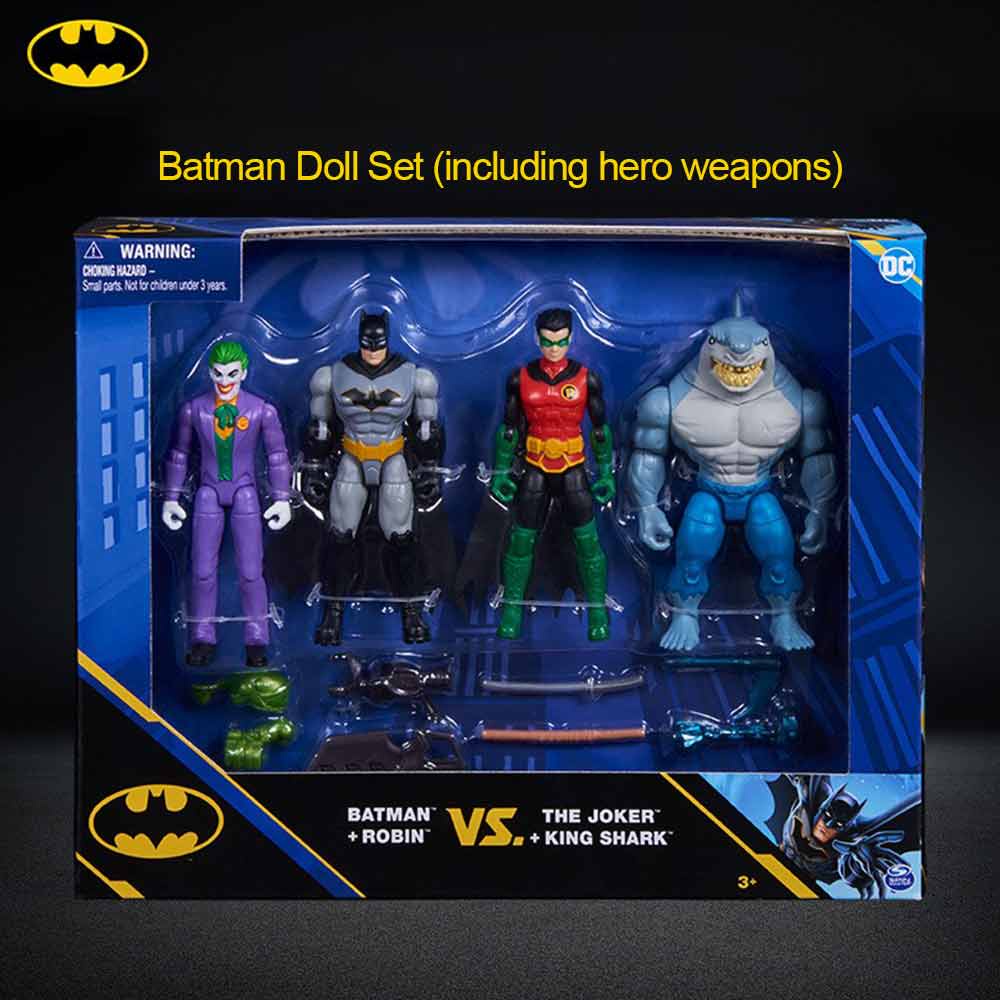 DC Comics Batman and Robin vs. The Joker and King Shark 4" Action Figure Toy New