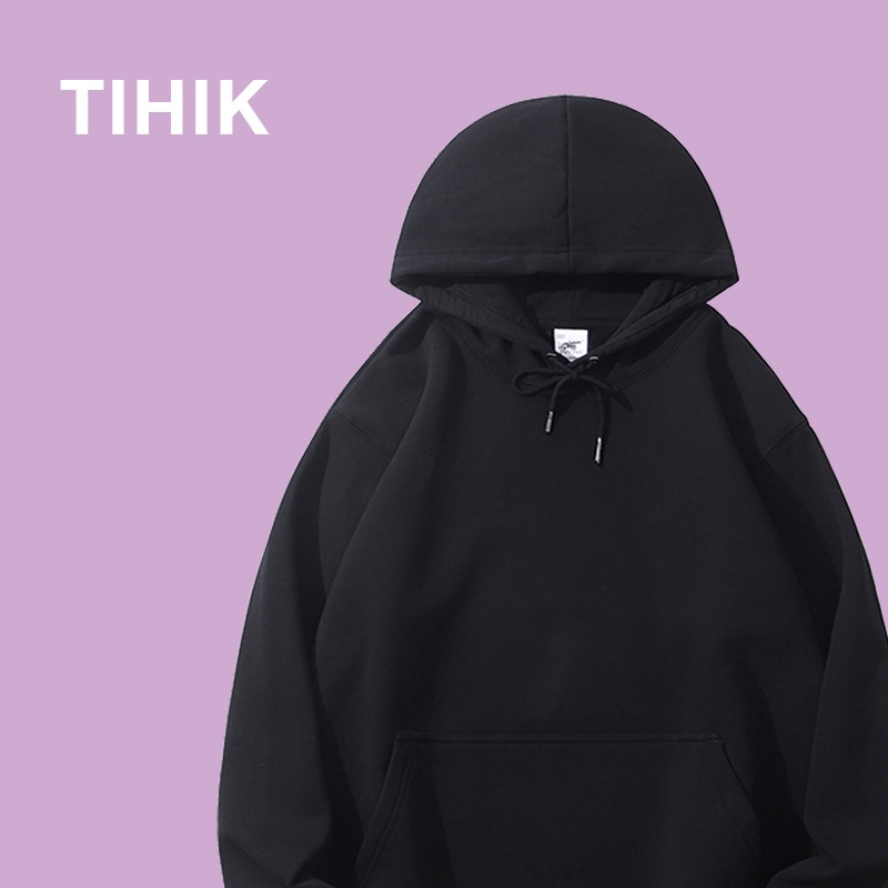 เสื้อมีฮู้ด TIHIK hoodie oversize เสื้อสเวตเตอร์มีฮู้ดแขนยาวลำลองหลวมสีทึบ 8228