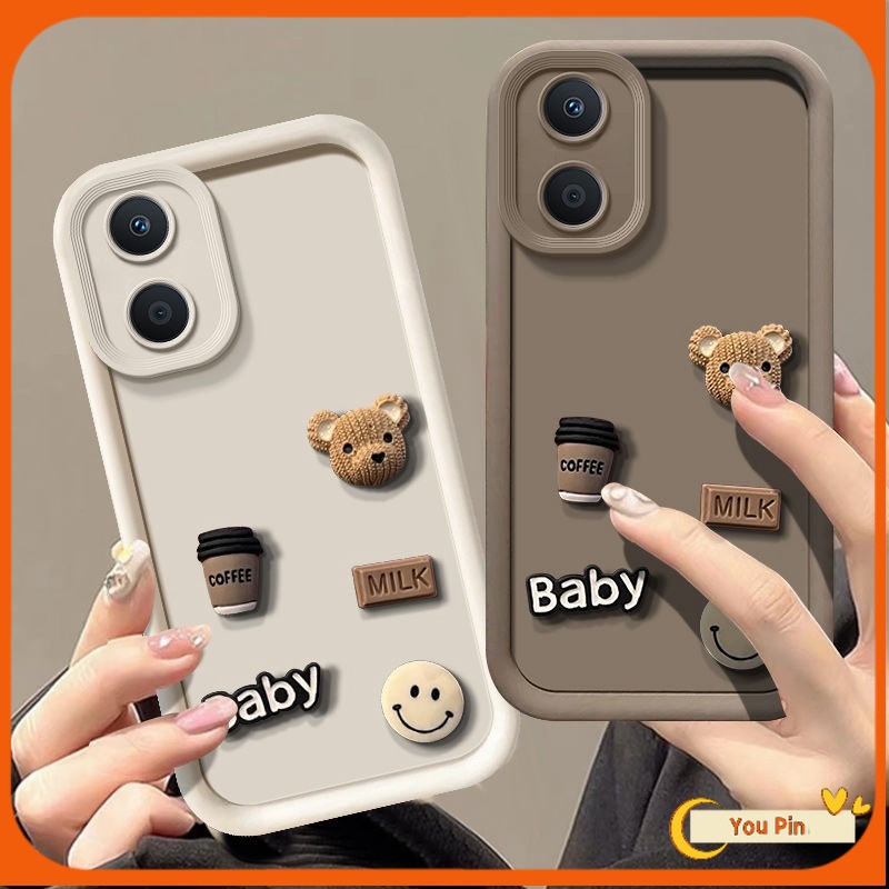 เคสโทรศัพท์มือถือ ลายการ์ตูนหมี 3D แฮนด์เมด DIy สําหรับ Oppo A38 A18 A98 A17 A78 A58 4G 5G case A77S A77 A57 A96 A95 A76 A74 A16 A16K A16E A54 A55 A15 A15S A92