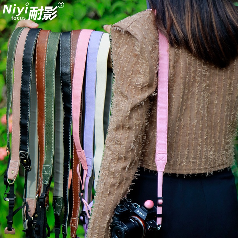 สายคล้องคอ สะพายไหล่ สามารถปรับได้ สไตล์วินเทจ สําหรับกล้องมิเรอร์เลส Nikon Sony Canon SLR