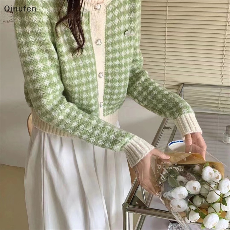 Onu เสื้อกันหนาวคาร์ดิแกนลําลอง คอกลม กระดุมแถวเดียว ผ้าถัก ลายหัวใจ สําหรับผู้หญิง FEI