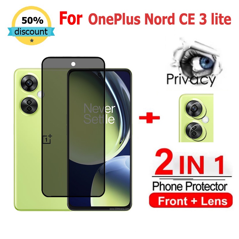 2 in 1 ฟิล์ม OnePlus Nord CE 3 Lite 5G ฟิล์มกระจกนิรภัยกันรอยหน้าจอ กันแอบส่อง เพื่อความเป็นส่วนตัว สําหรับ OnePlus 11 10T 9 8T Pro Nord 2T N10 N20 2 CE 2 3 Lite