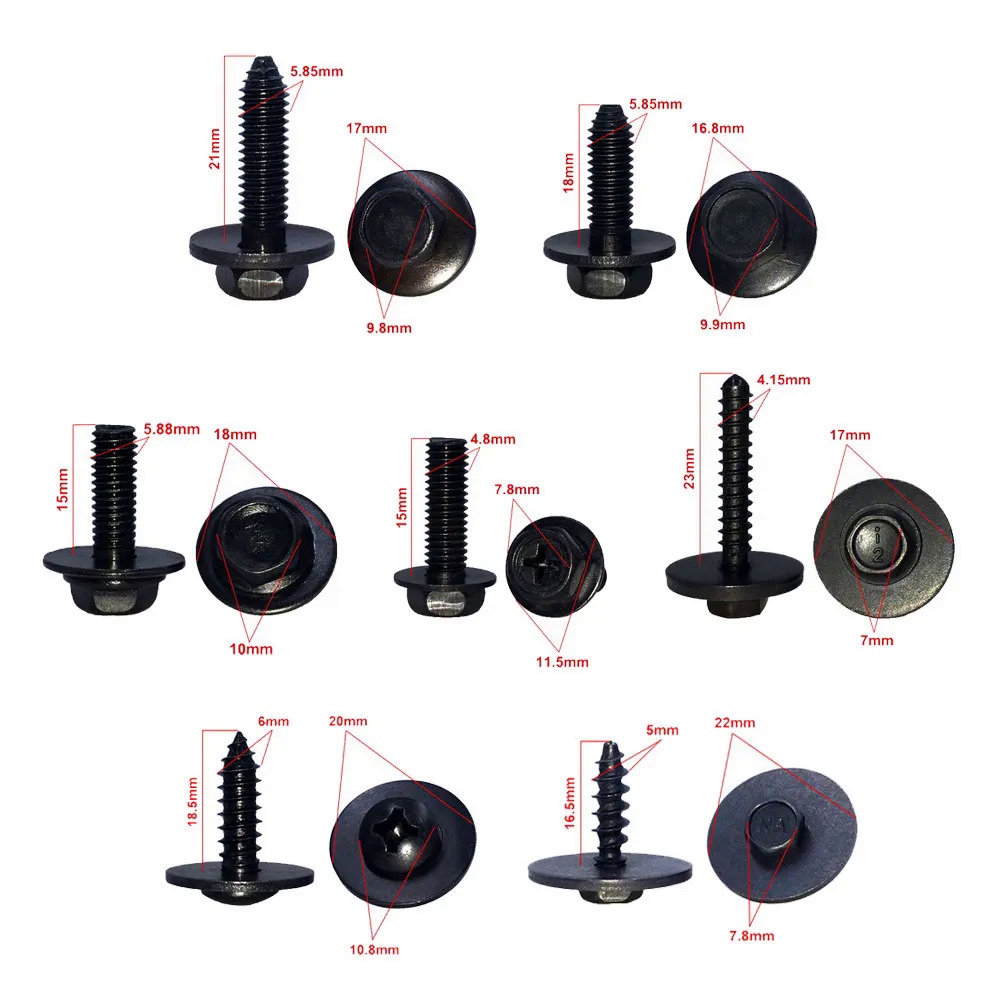 M5 M6 Hex Screw Universal Self-tapping Screw Bolts for BMW Audi Honda Toyota Car Bumper Shield Engin