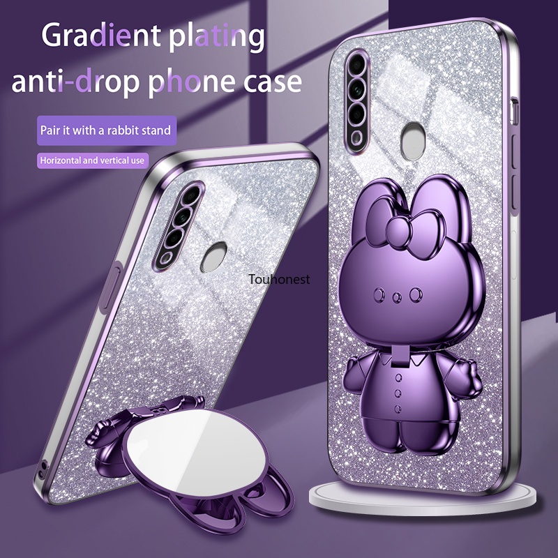 เคส For Oppo A8 เคส Oppo A31 เคส Oppo A16 Casing Oppo A16S Case Oppo A54S Case Oppo F9 Case Oppo F11 Case Oppo Reno6 Pro Case Oppo Reno 6Z Case Oppo A97 Case Bunny Vanity Mirror Bracket Cartoon Stand Rabbit Holder Phone Cassing Cases Case Soft Cover WT