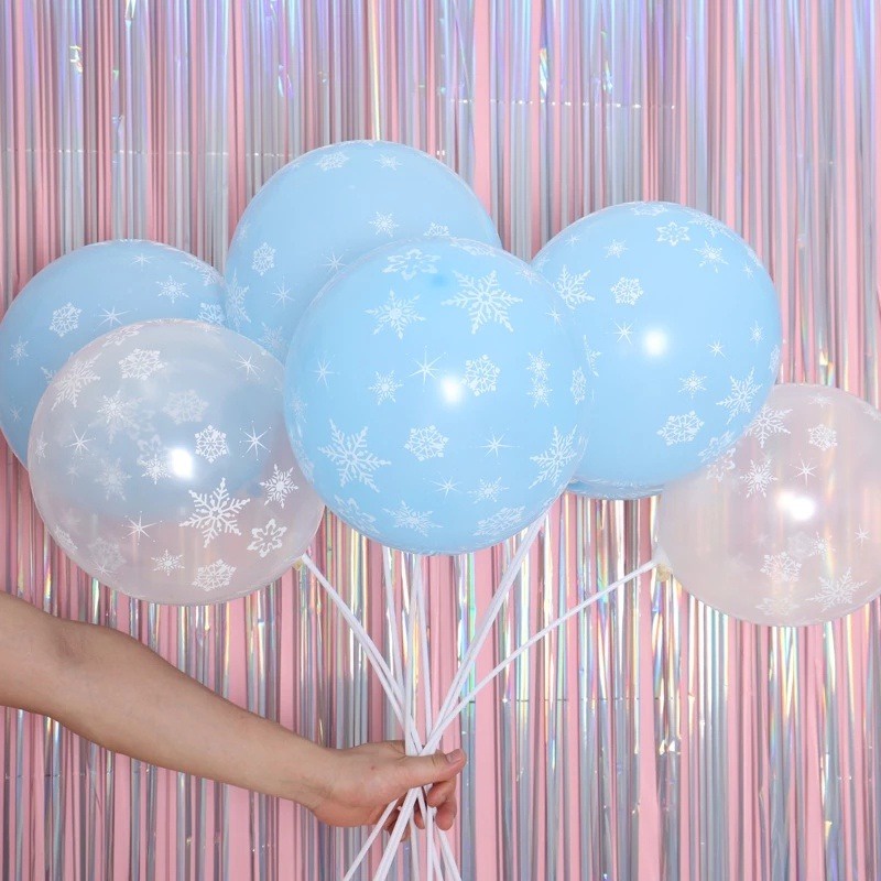 ลูกโป่งยาง รูปเกล็ดหิมะ น้ําแข็ง และหิมะ ขนาด 12 นิ้ว สําหรับตกแต่งปาร์ตี้คริสต์มาส ปีใหม่ 10 ชิ้น - รูปที่ 2