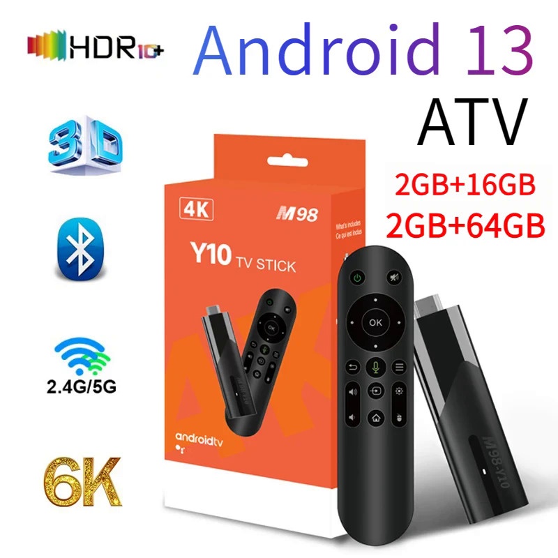 สมาร์ททีวี Stick M98 y10 ระบบ ATV PK xiaomi H618 Dual WiFi 4g 5g BT5.0 16Gb HD 4k 1080P Android TV