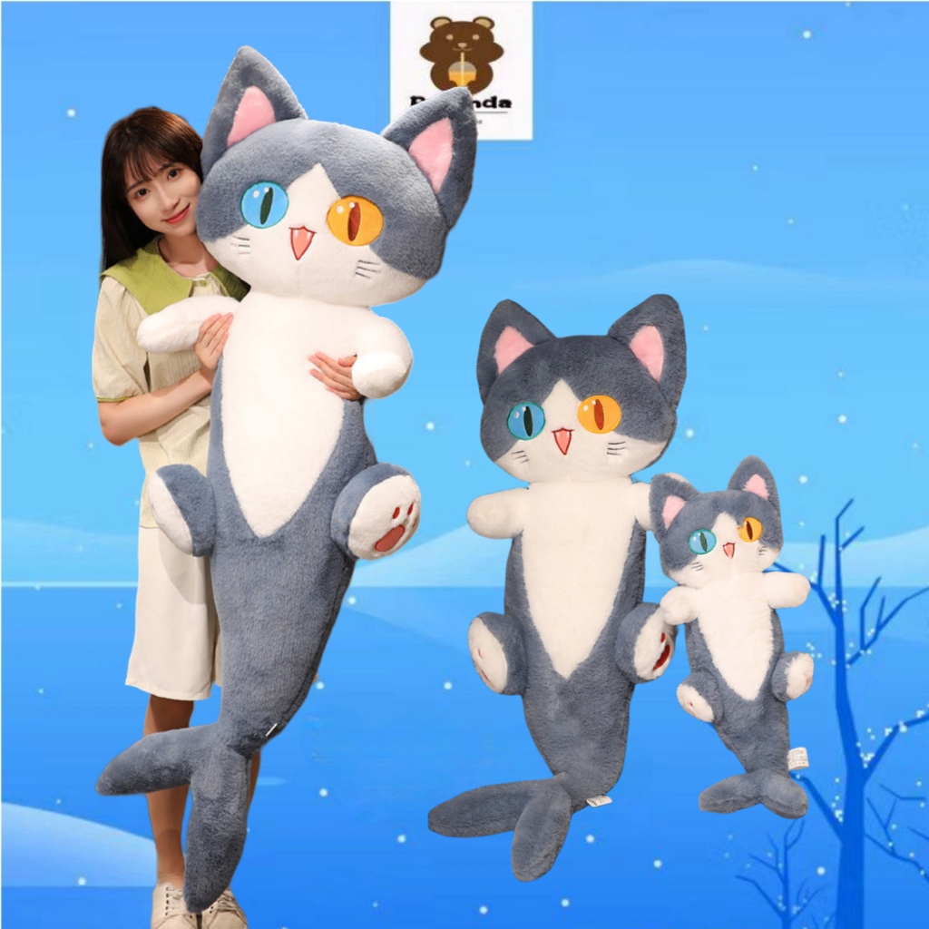 【HOT in Stock】130cm Big Shark Cat Plush Doll ตาที่แตกต่างกันฉลามแมวยัดของเล่นหมอนนอนสำหรับเด็กและผู้ใหญ่ ของขวัญวันเกิดสำหรับเด็ก ของขวัญวันวาเลนไทน์สำหรับแฟน ตุ๊กตาตกแต่งบ้าน