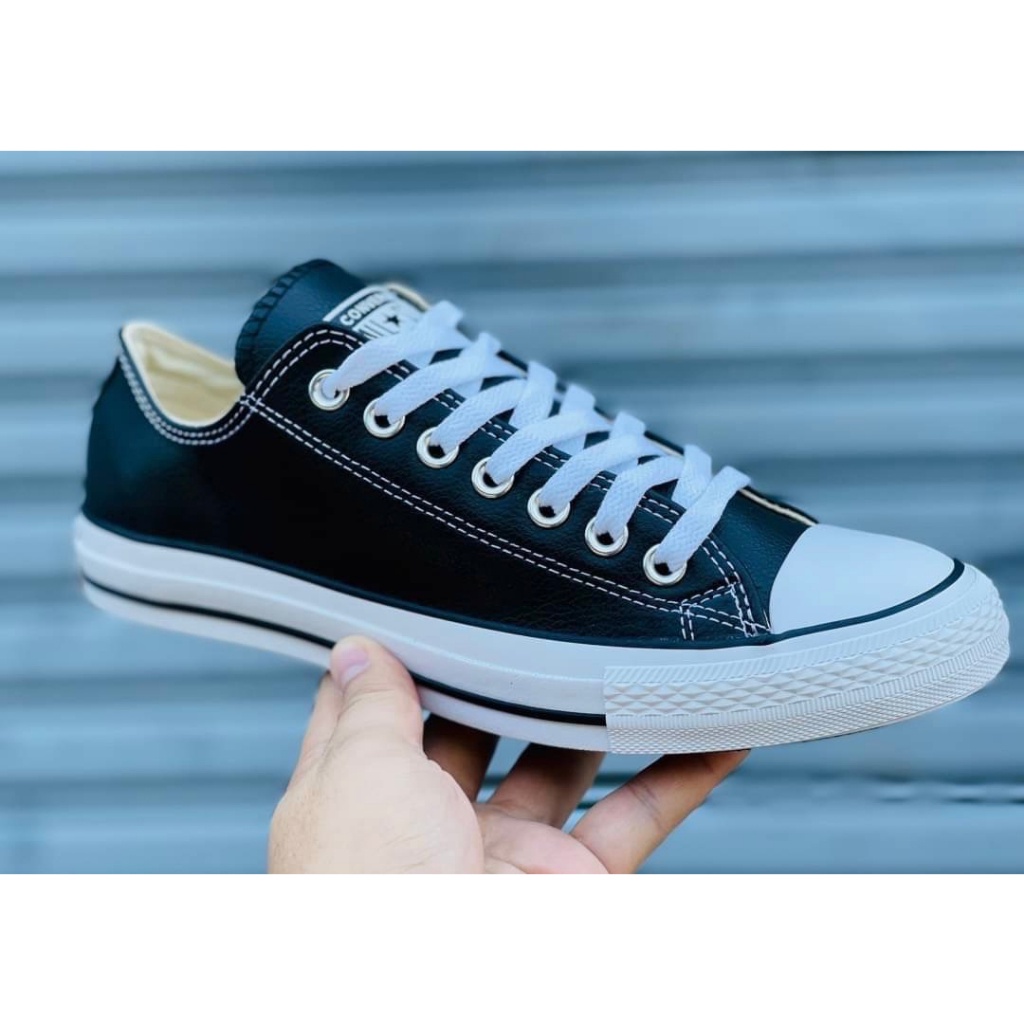 Converse all star แท้100% เป็นหนังสีดำ [มีบริการเก็บเงินปลายทาง] แฟชั่น