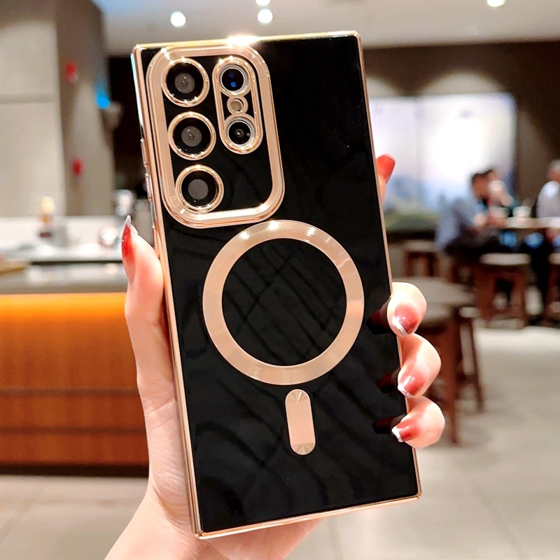 เคสโทรศัพท์มือถือ TPU นิ่ม ปิดด้านหลัง แบบป้องกันเลนส์ หรูหรา สําหรับ Samsung Galaxy S23 Ultra S21 S22 S23 Plus Ultra
