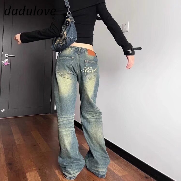 DaDulove New American Ins High Street Retro Jeans Niche High Waist Loose Wide Leg Pants plus Size Trousers
