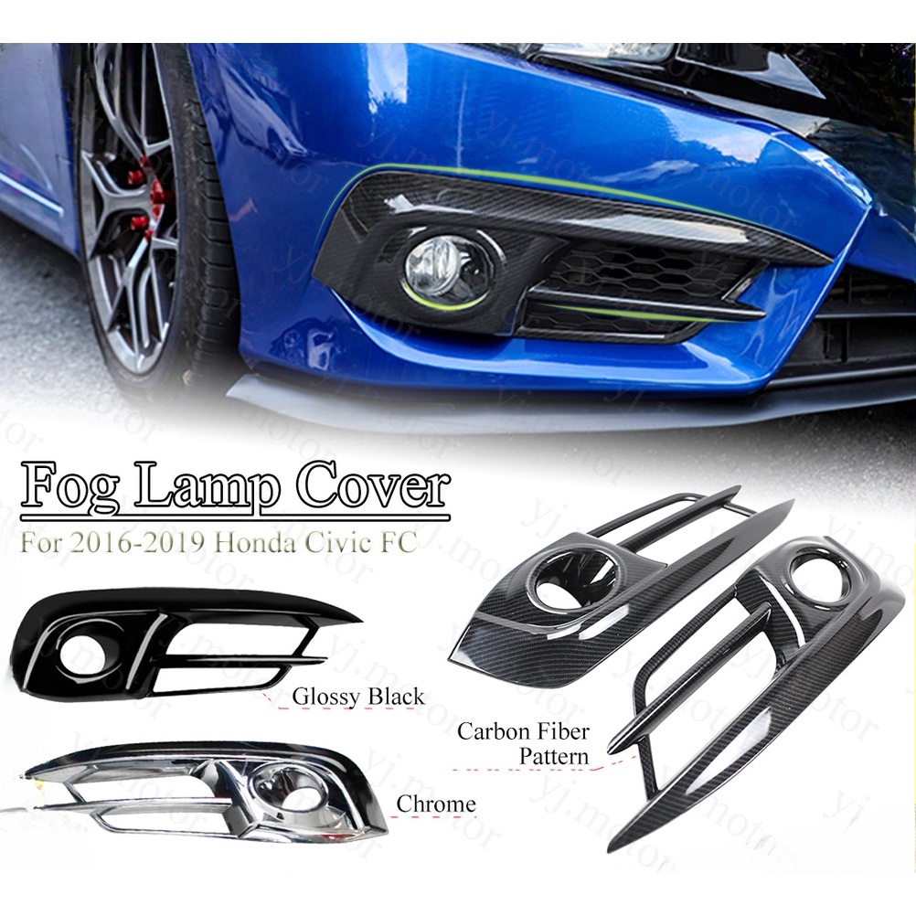 2016-2019 Honda Civic FC ฝาครอบไฟตัดหมอก ด้านหน้า 10th Civic ไฟตัดหมอก ฝาครอบป้องกันเต็มรูปแบบ คาร์บอนไฟเบอร์