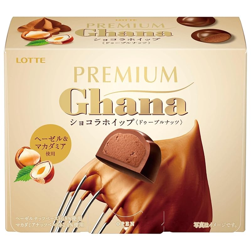 ส่งตรงจากญี่ปุ่นlotte Premium Ghana Chocolat Whip (Dooble Nut) 57 กรัม x 6 ชิ้น

