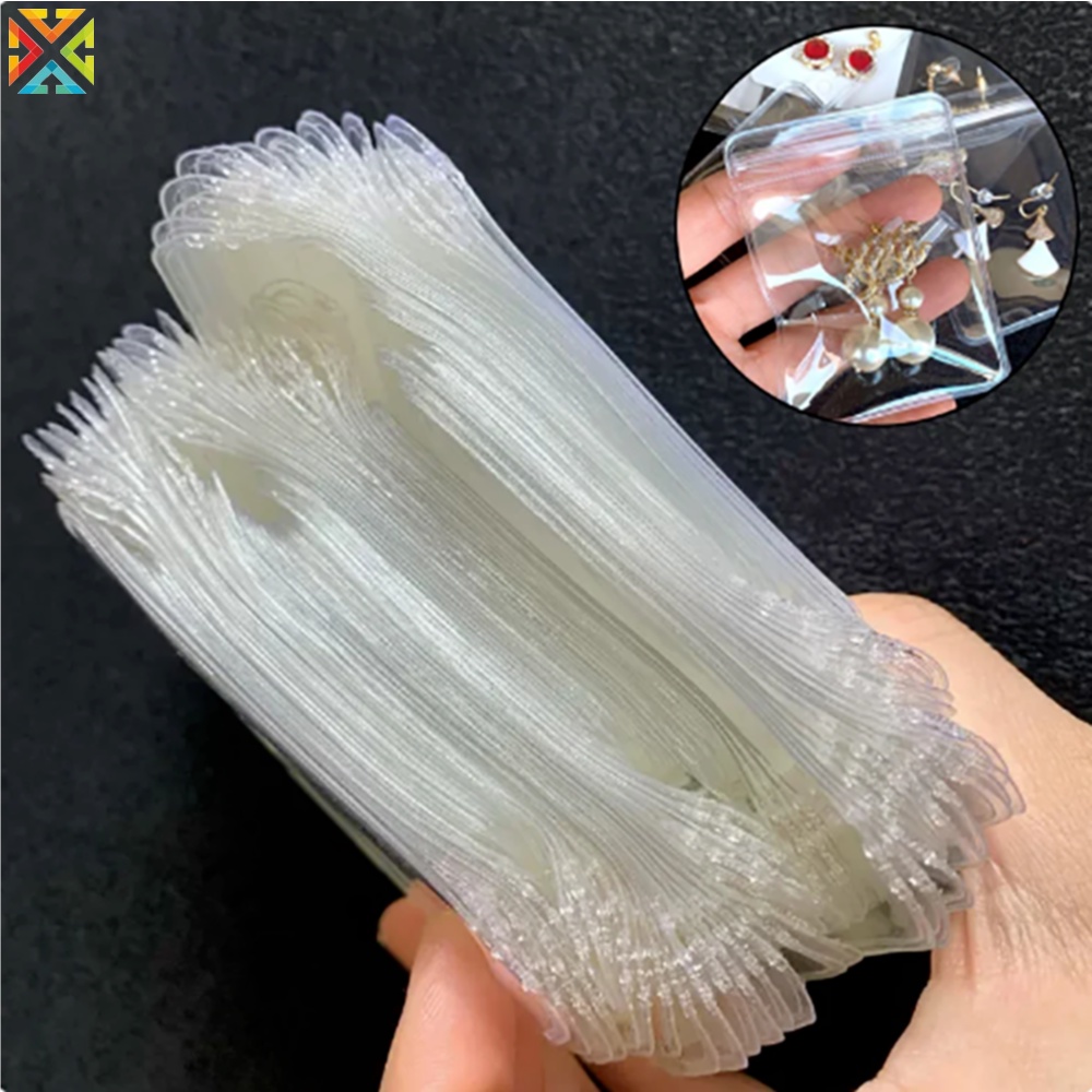 ถุง PVC แบบใส ป้องกันออกซิเดชั่น สําหรับใส่เครื่องประดับ ต่างหู สร้อยคอ 10 ชิ้น