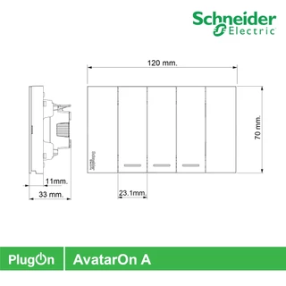 Schneider Electric ชุดสวิตซ์ทางเดียว 1 | 2 | 3 ช่อง| แพ็ค 4 | สีขาว | สีเทา |สีดำ | AvatarOn A