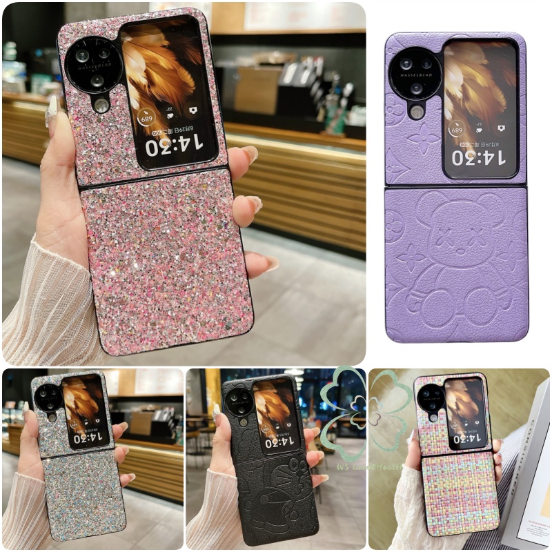 เคสโทรศัพท์มือถือหนัง แบบฝาพับ กันกระแทก ลายแมว และหมี สําหรับ OPPO Find N2 N3