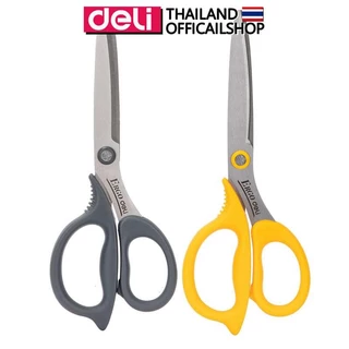 กรรไกรสเตนเลส Deli สำหรับตัดกระดาษและผ้า ขนาด 170mm (6 3/5 นิ้ว) คม ตัดขาดในครั้งเดียว ใช้ดี ทนทาน