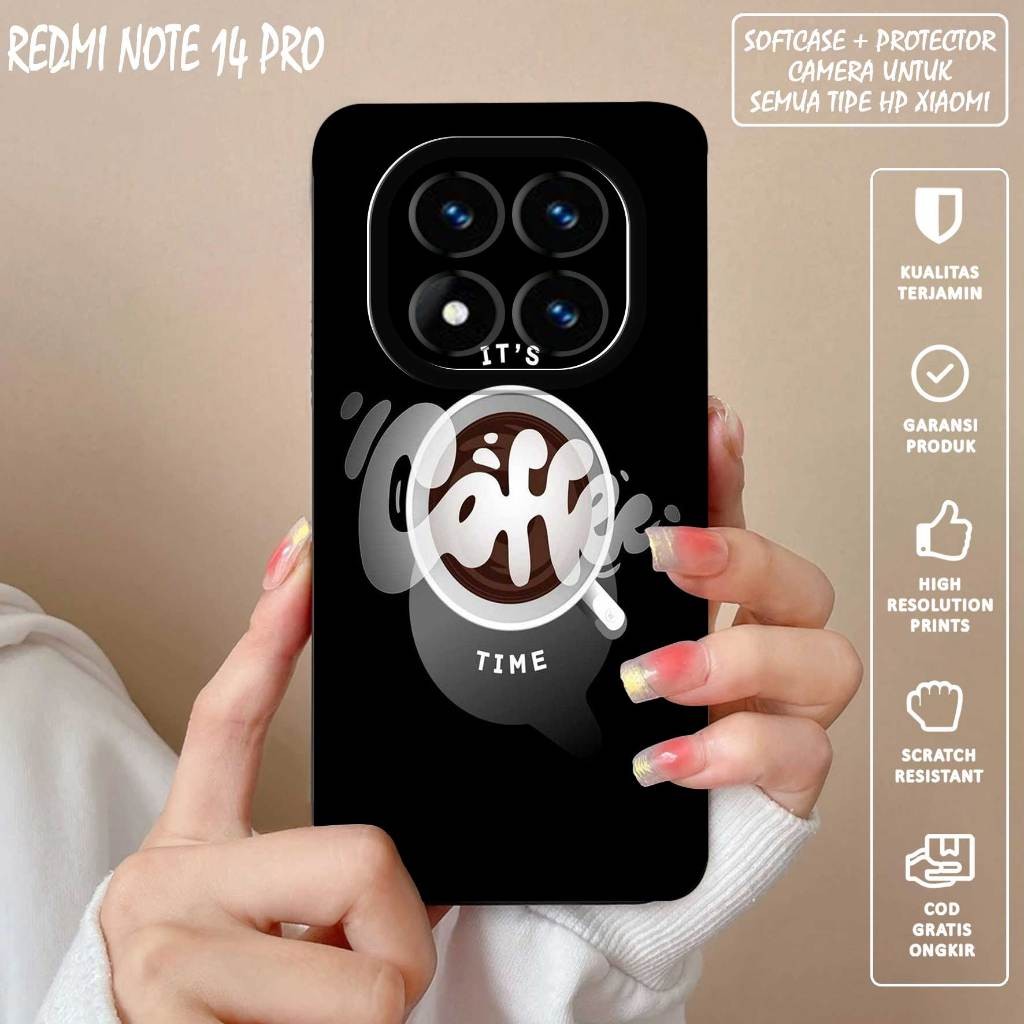 SOFTCASE PRO CAMERA COFFEE PICTURE สําหรับสีแดง*MI NOTE 14 PRO -
