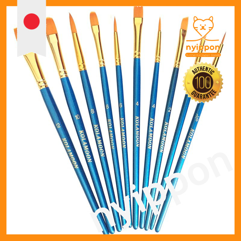 KOLAMOON 10-piece watercolor brush set, acrylic paint round brush set, oil painting brushes, paintin