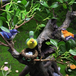 Anxsun3 Miniature นก Figurines, Multicolor เรซิ่น Faux Birds…