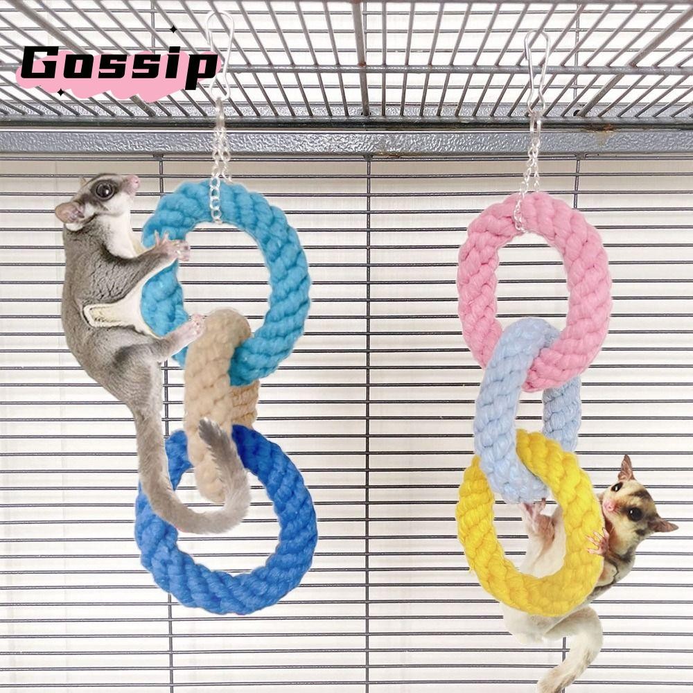 Gossip หนูแฮมสเตอร์ของเล่นออกกําลังกาย DIY Bird Rope Swing ของเล่นเล่นของเล่นชุด Sugar Glider Cage อุปกรณ์เสริม