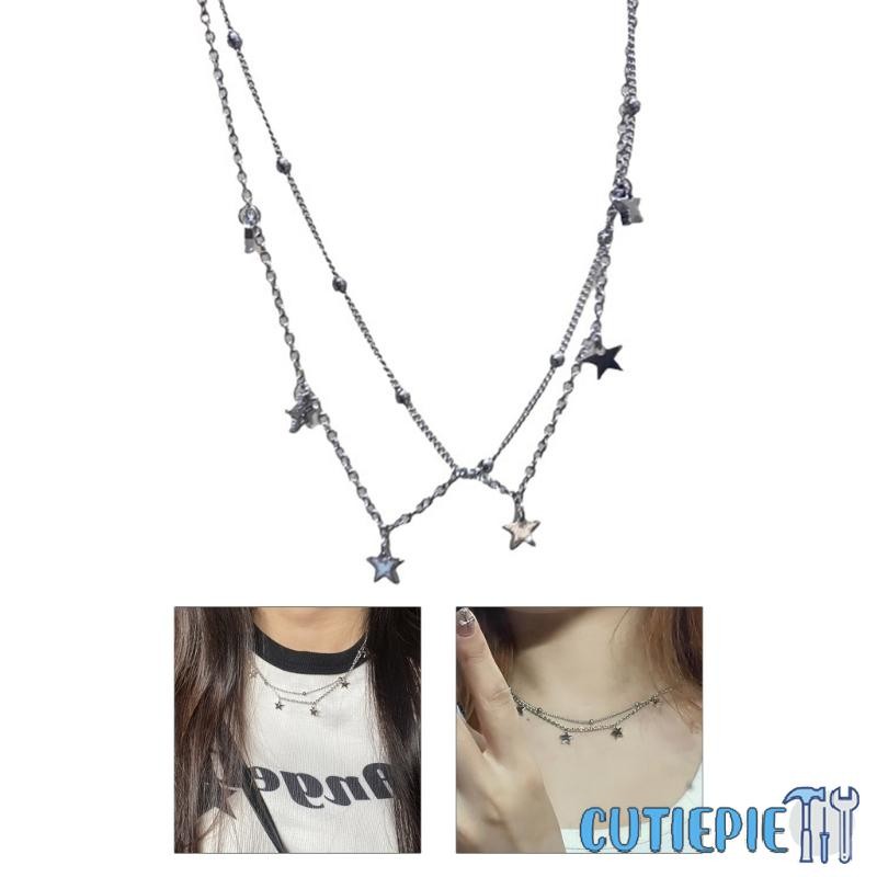 Cutiepie Y2K Star Necklace Double Layer Five-pointed Star Necklace Pendant Choker
