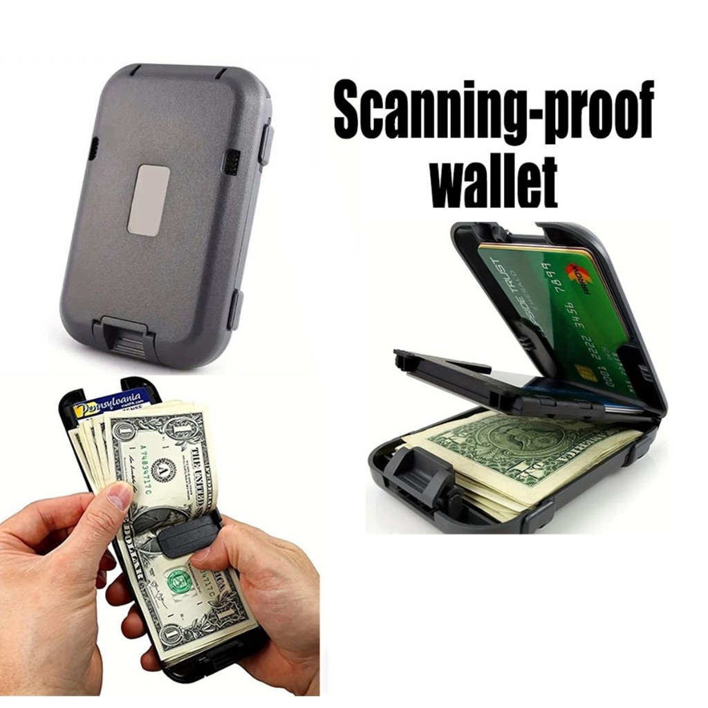 rfid blocking card holder กระเป๋าสตางค์ใส่นามบัตร บัตรเครดิต กันขโมย กันน้ำ สีดำพลาสติก