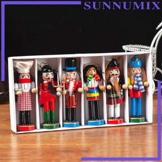 [Sunnimix] ฟิกเกอร์ไม้ รูปปั้นทหาร ขนาด 4.72 นิ้ว สําหรับตกแต่งเทศกาลคริสต์มาส ออฟฟิศ 6 ชิ้น