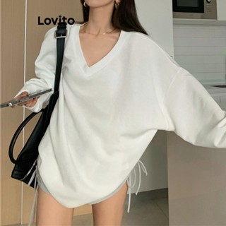 Lovito เสื้อยืดลําลอง ขนาดใหญ่ สําหรับผู้หญิง LNE21108 (สีขาว)