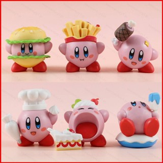 Ys โมเดลตุ๊กตาฟิกเกอร์ Kirby แฮมเบอร์เกอร์ชิป ขนาดเล็ก 6 ชิ้น สําหรับตกแต่งบ้าน รถยนต์ DIY