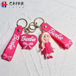 Chink พวงกุญแจ จี้ตุ๊กตาบาร์บี้ PVC น่ารัก สีชมพู สีแดงกุหลาบ สําหรับเด็กผู้หญิง 2 ชิ้น