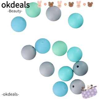 Okdeals ลูกปัดซิลิโคน ทรงกลม 15 มม. 50 ชิ้น สําหรับทําพวงกุญแจ สร้อยคอ DIY