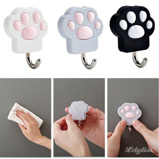 ღ Cute Cat Claw Hooks Self-adhesive Clothes Storage Holder Wall Decorative Hanger Key Umbrella Towel Cap Coat Rack Wall Decoration