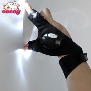 Cocoy LED ตกปลาถุงมือครึ่งนิ้วครึ่งนิ้วกีฬาถุงมือตกปลาถุงมือเรืองแสงกลางแจ้งพร้อมไฟ