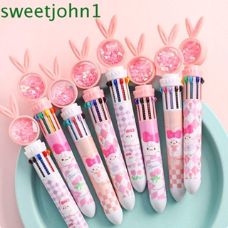 Sweetjohn ปากกาลูกลื่น 0.5 มม. 10 สี สําหรับนักเรียน กระต่าย สีชมพู