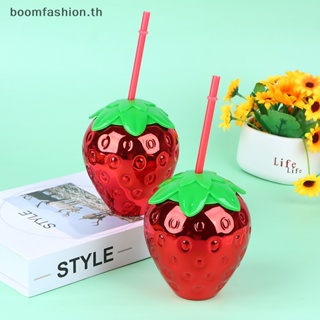 [boomfashion] แก้วน้ํา ลายสตรอเบอร์รี่ พร้อมหลอดดูด สไตล์ฮาวาย ขนาด 600 มล. 1 ชิ้น