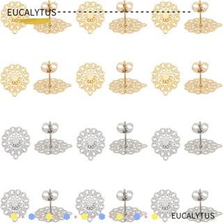 Eutus ต่างหูสตั๊ด สเตนเลส รูปดอกไม้ สีทอง สีเงิน สําหรับทําเครื่องประดับ แฮนด์เมด