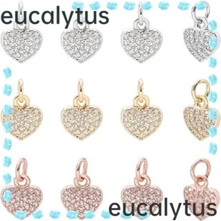 Eucalytus1 จี้รูปหัวใจ ประดับเพทาย ทองเหลือง ชุบทองเหลือง สีเงิน สีโรสโกลด์ เครื่องประดับ