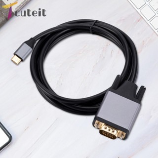 Tcuteit อะแดปเตอร์สายเคเบิลหน้าจอ HD Type-C เป็น VGA 10Gbps อะลูมิเนียมอัลลอย สําหรับโปรเจคเตอร์ MacBook