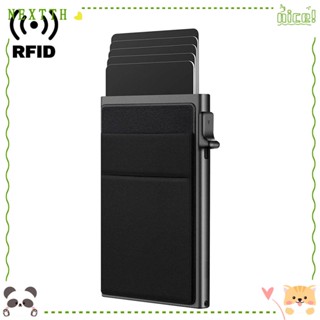 Nextth กระเป๋าสตางค์ป๊อปอัพอัตโนมัติ บล็อก RFID ที่ใส่บัตรเครดิต อลูมิเนียม บางเฉียบ มินิมอล ป้องกันการโจรกรรม นามบัตร ผู้ชาย