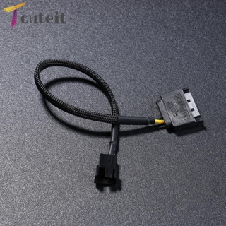 Tcuteit อะแดปเตอร์สายไฟต่อขยายพัดลม SATA 15 Pin เป็น 3 Pin 4 Pin