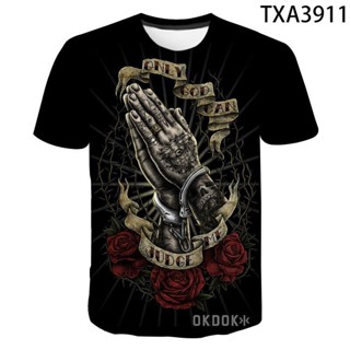 ใหม่ เสื้อยืด พิมพ์ลาย Pray T Shirts Streetwear 2022