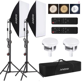 Andoer-2 Photography Kit Studio Photography Light Kit Softbox Lighting Set with 85W LED Light, 50x70cm Softbox, 2.1M Light Stand, Remote Control, Carry Bag - Andoer-2