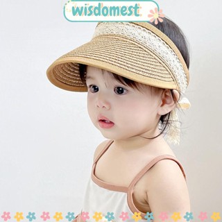 Wisdomest หมวกฟางเด็ก แฟชั่น ลูกไม้ ป้องกันแสงแดด หมวกชายหาด สําหรับเด็ก