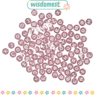 WISDOMEST ลูกปัดตัวอักษร สีชมพู ทรงกลมแบน 7 มม. 500 ชิ้น สําหรับสร้อยข้อมือ