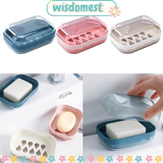 Wisdomest จานสบู่ สองชั้น กันน้ํา กล่องสบู่ อุปกรณ์ห้องน้ํา พลาสติก ระบายน้ําด้วยตนเอง ตกแต่ง ถาดคอนเทนเนอร์ เดินทาง