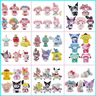 SANRIO โมเดลฟิกเกอร์ คิตตี้ Kuromi Melody Cinnamoroll Pachacco Purin ของเล่นสําหรับเด็ก 5 6 7 ชิ้น