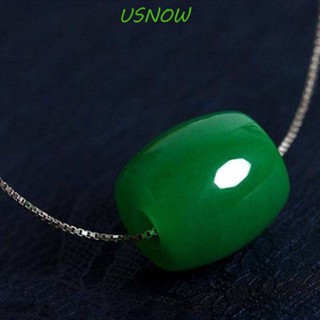 Usnow สร้อยคอลูกปัดหยก สีเขียวมรกต สไตล์เกาหลี โบราณ เรียบง่าย เครื่องประดับ สําหรับผู้หญิง ผู้ชาย