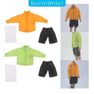 [Sunnimix1] ชุดเสื้อเชิ้ต กางเกงขาสั้น แฮนด์เมด สเกล 1/12 สําหรับตุ๊กตา 6 นิ้ว