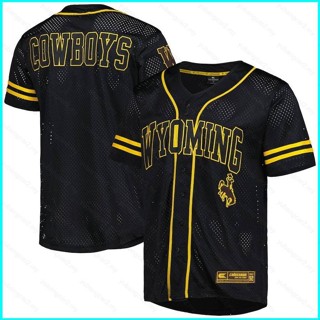 เสื้อกีฬาเบสบอล เสื้อคาร์ดิแกน เสื้อยืด เสื้อท็อป พลัสไซซ์ ลายการ์ตูน Wyoming Cowboys Jersey